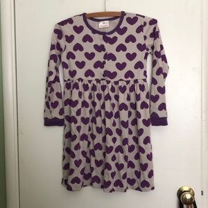 Hanna Andersson Purple Heart Long Sleeve Dress 130